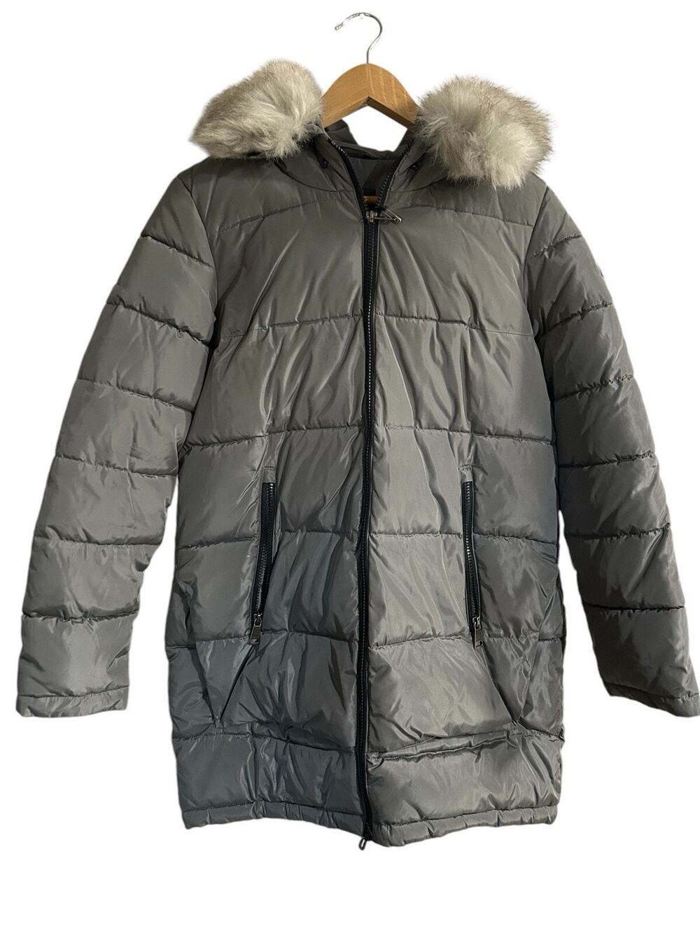 DKNY Women’s XS Faux Fur Hooded Down Puffer Coat NWT